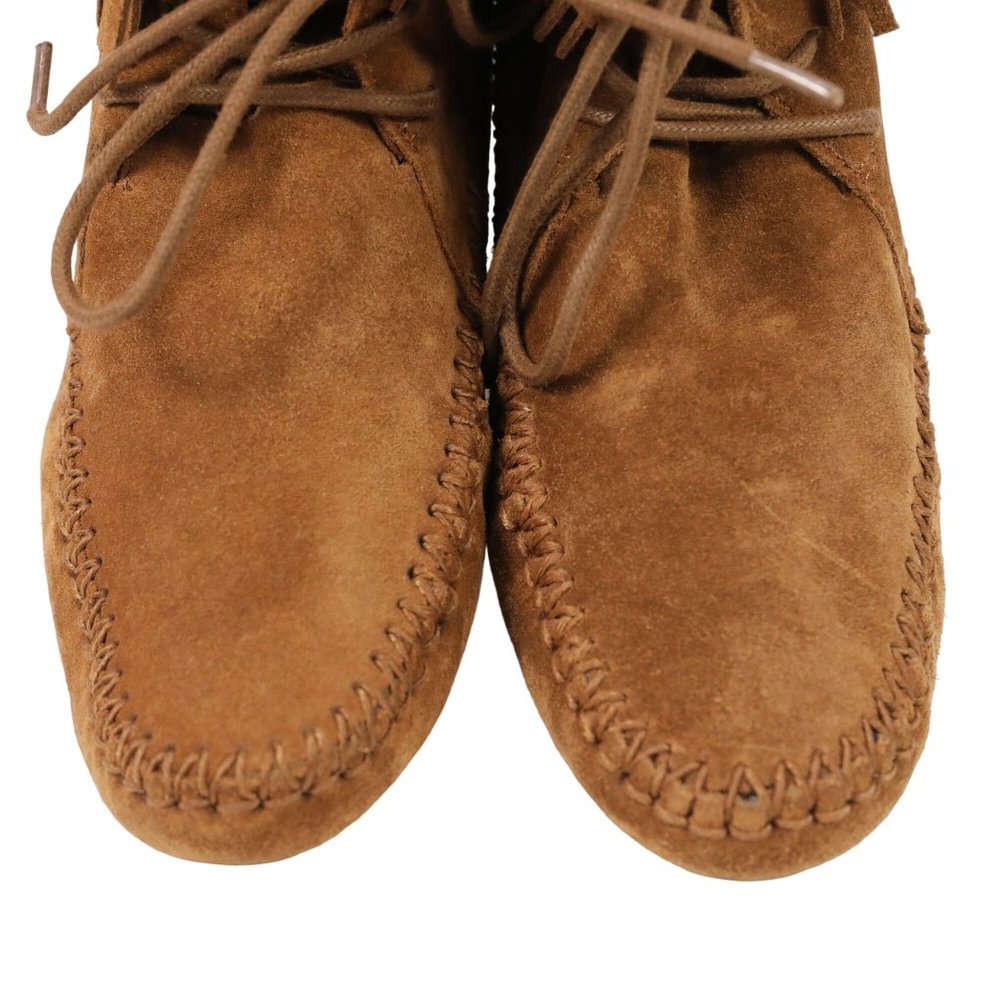 Tory Burch Sonoma Bootie Fringe Suede Brown Women's 5.5 Ankle Moccasins Boots - Picture 9 of 16